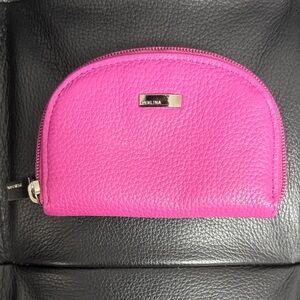 Perlina Fuchsia Leather Credit Card Zip Case